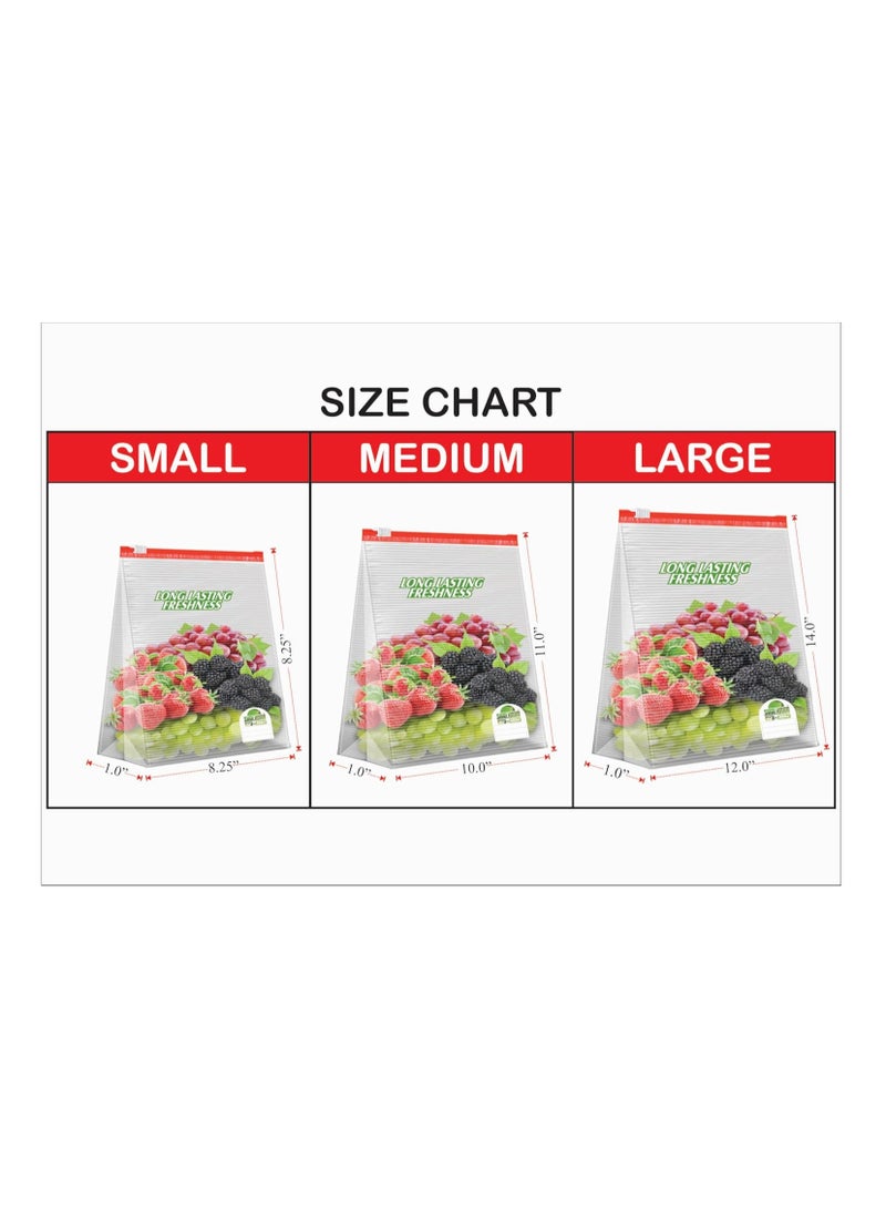 shalimar Shalimar Zip and Lock Reusable Slider Bag - Small Size - Pack of 3  45 Bags - Vegetable Bag Freeze Bag MultiPurpose Storage Bag - Natural Color  - Image 2