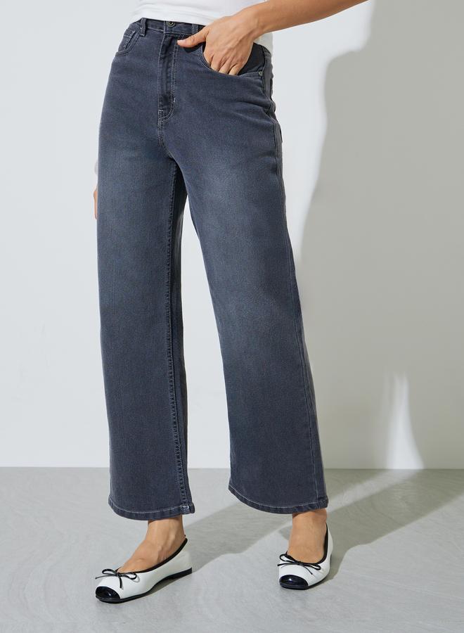 Styli Grey Mid Rise Straight Leg Jeans - Image 2