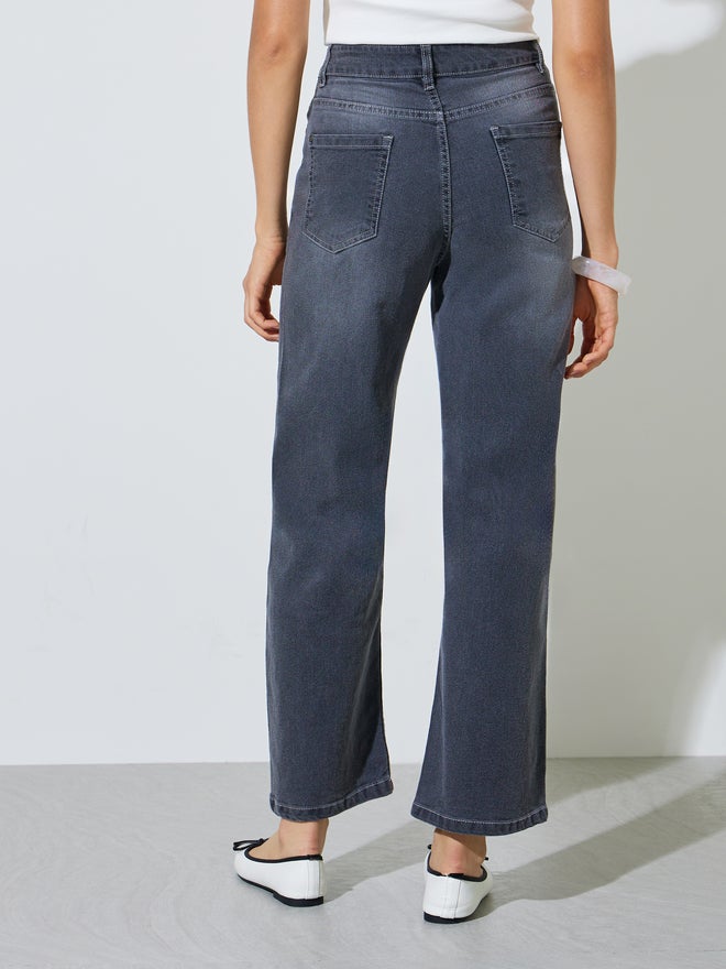 Styli Grey Mid Rise Straight Leg Jeans - Image 4