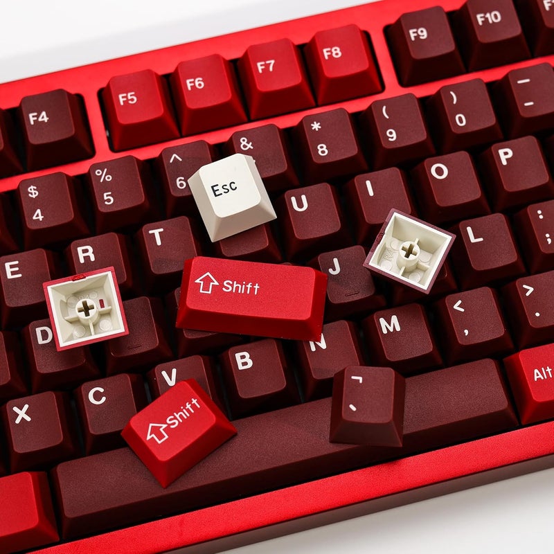 KBDiy Jamon PBT Double Shot Keycap Set,174 Keys Red Custom Key Cap Keycaps 70 Percent Cherry Profile Keycaps for 61/64/68/84/87/100/104/108 Mechanical Keyboard - Image 4