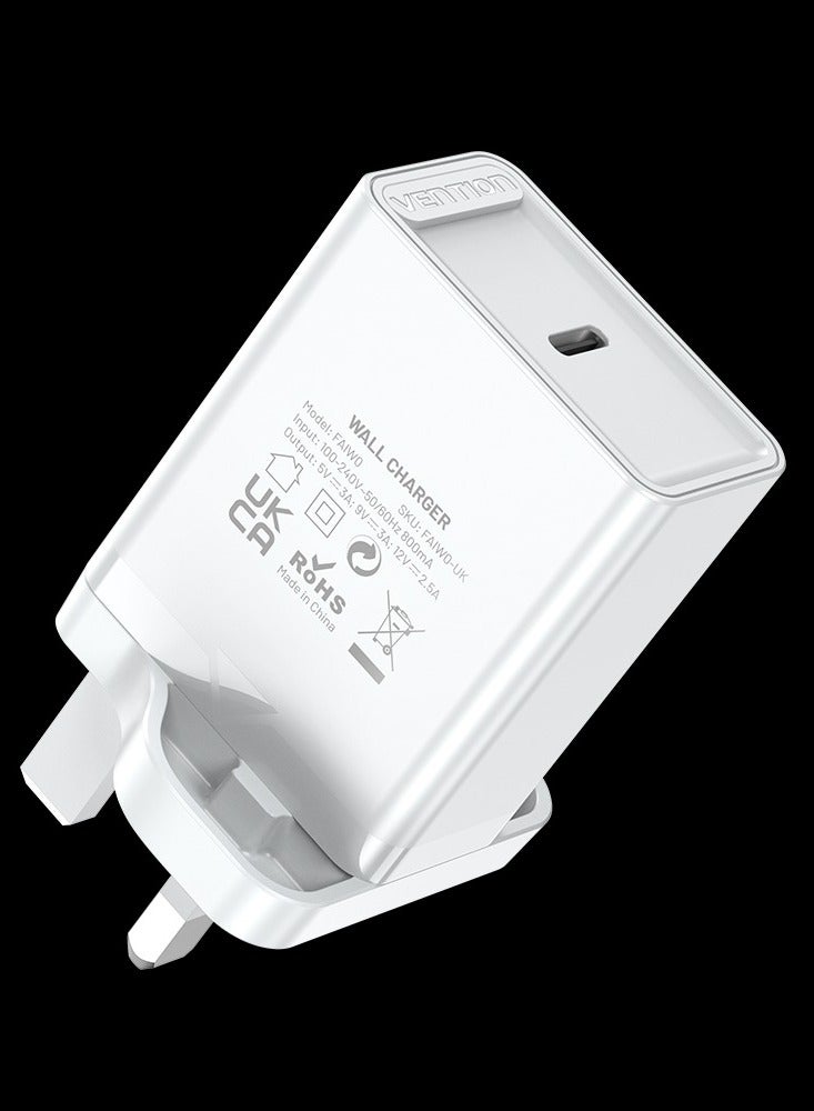 Vention USB C Charger 30W USB C Charger Plug PD 3.0 Fast Charging Wall Plug UK Compatible with iPhone 16 Pro Max/15 Plus/14/13/12, Google Pixel 9/8/8 Pro/7/7 Pro/7a/6/6a, Galaxy S24/S23, iPad Pro/Air - Image 2