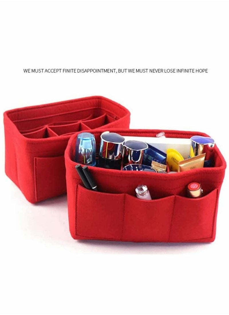 SYOSI Purse Organizer Insert, Women Felt Bag Organizer Insert, Multi-Pocket Bag in Bag for Womens Handbag Travel Tote Hobo Bag Storage Purse Liner Divider for Any Brand Tote, Red, L Size - Image 5