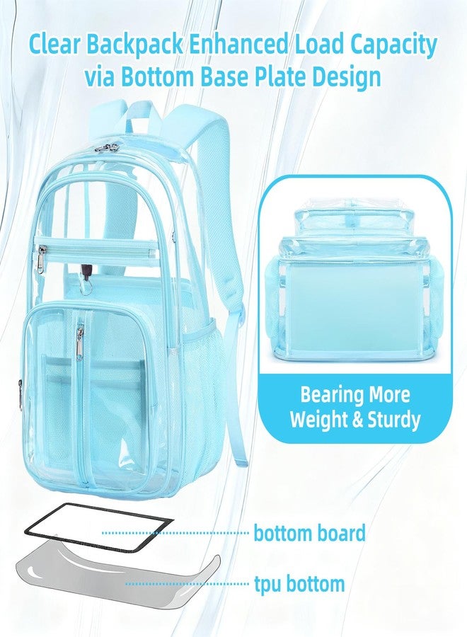 Cusangel XL TPU Clear Backpack Heavy Duty for Stadiums,18in School Bookbag Teens 15Ages+ boys Girls and Adults Multi-Pocket Design & Reinforced Stitching(Aqua-18inch) - Image 4