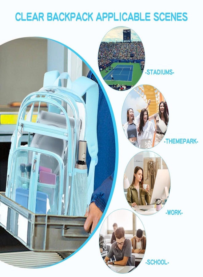 Cusangel XL TPU Clear Backpack Heavy Duty for Stadiums,18in School Bookbag Teens 15Ages+ boys Girls and Adults Multi-Pocket Design & Reinforced Stitching(Aqua-18inch) - Image 3