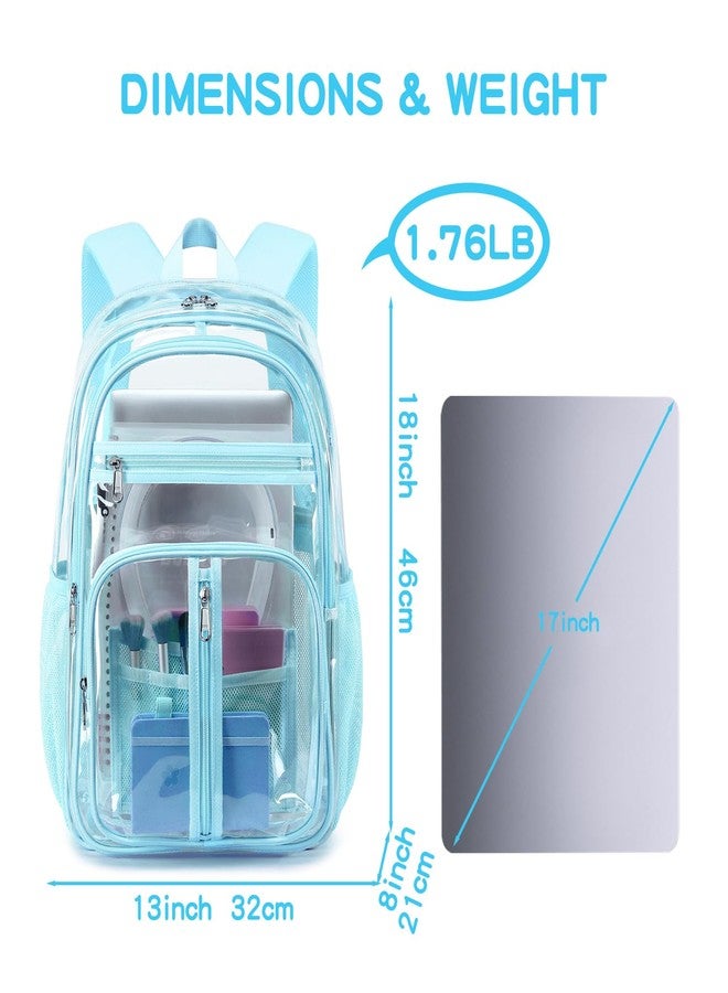 Cusangel XL TPU Clear Backpack Heavy Duty for Stadiums,18in School Bookbag Teens 15Ages+ boys Girls and Adults Multi-Pocket Design & Reinforced Stitching(Aqua-18inch) - Image 5