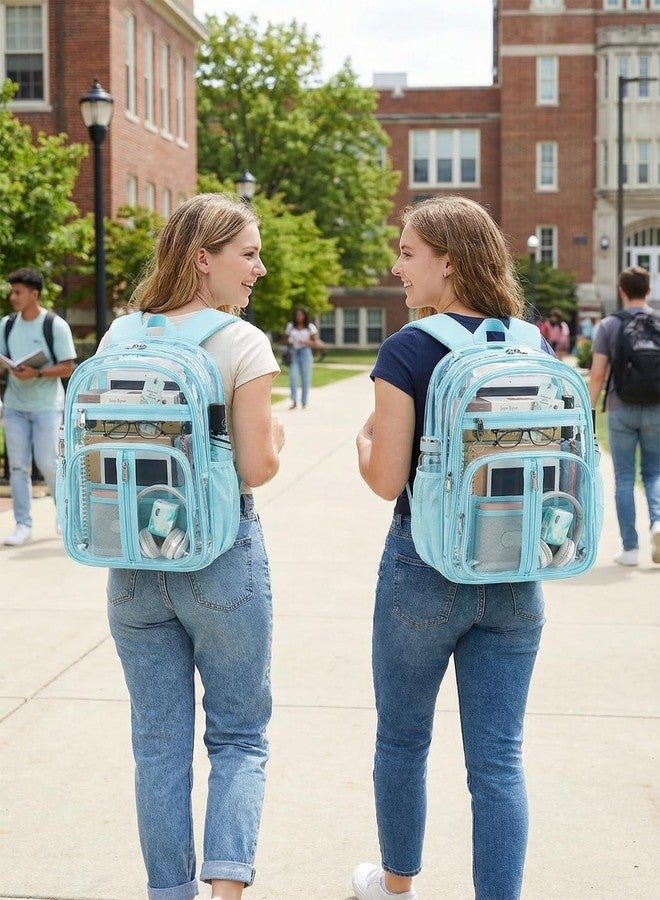 Cusangel XL TPU Clear Backpack Heavy Duty for Stadiums,18in School Bookbag Teens 15Ages+ boys Girls and Adults Multi-Pocket Design & Reinforced Stitching(Aqua-18inch) - Image 2