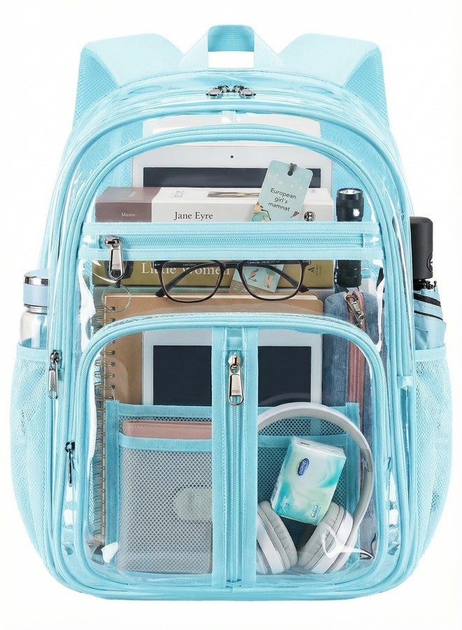 Cusangel XL TPU Clear Backpack Heavy Duty for Stadiums,18in School Bookbag Teens 15Ages+ boys Girls and Adults Multi-Pocket Design & Reinforced Stitching(Aqua-18inch) - Image 1