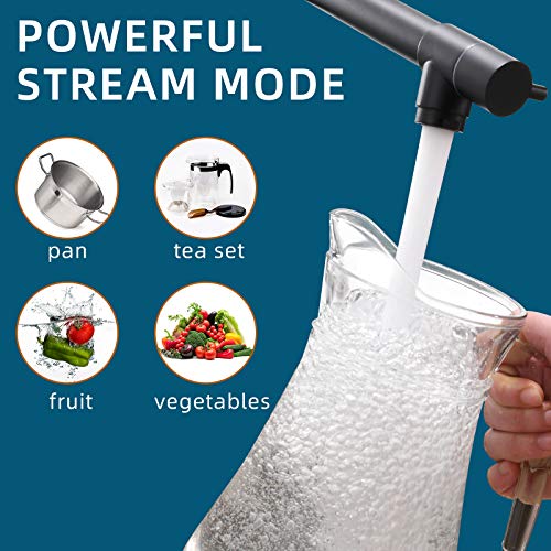 Fapully Pull Down Kitchen Faucet with Sprayer,Fapully Commercial Black Spring Kitchen Sink Faucet with Brushed Nickel - Image 4