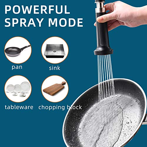Fapully Pull Down Kitchen Faucet with Sprayer,Fapully Commercial Black Spring Kitchen Sink Faucet with Brushed Nickel - Image 3