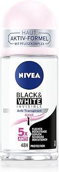 NIVEA Black White Invisible Clear RollOn Deodorant 50 ml Antiperspirant with AntiStain Formula with 48h Protection and Nivea Care Complex - Image 1