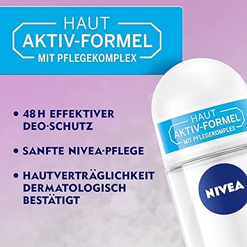 NIVEA Black White Invisible Clear RollOn Deodorant 50 ml Antiperspirant with AntiStain Formula with 48h Protection and Nivea Care Complex - Image 4