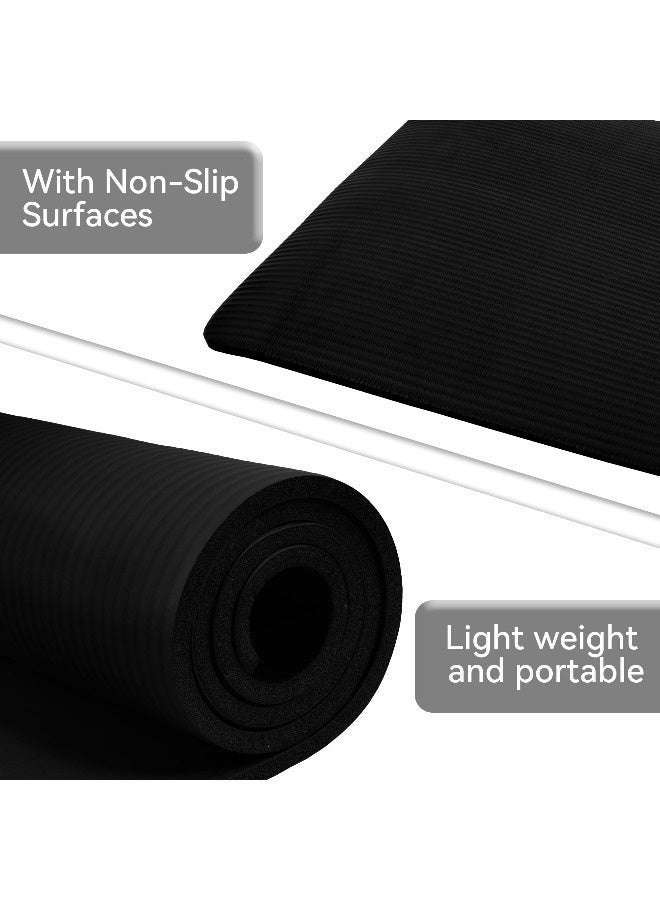 Yoga Mat Non Slip 10mm Thick Exercise Mat with Strap Included Ideal for HiiT Pilates Yoga and Many Other Home Workouts Durable Material for Daily Use(Black) - Image 5
