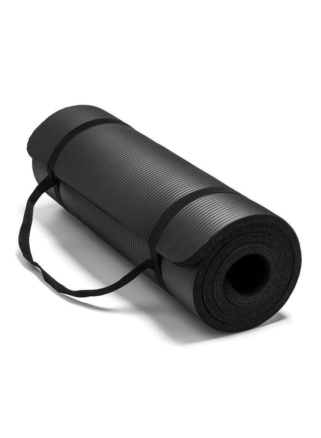 Yoga Mat Non Slip 10mm Thick Exercise Mat with Strap Included Ideal for HiiT Pilates Yoga and Many Other Home Workouts Durable Material for Daily Use(Black) - Image 2