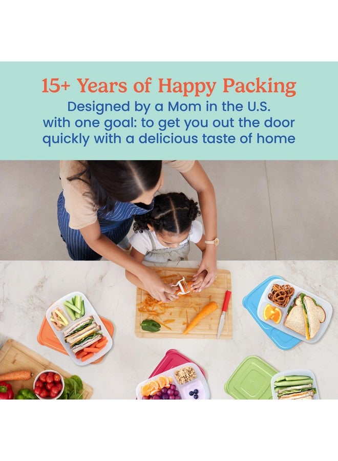 Bentgo Easyboxes - Original Stackable Lunch Boxes - Reusable 3-Compartment Food Containers for Kids and Adults - Bento Lunch Box for Meal Prep, School, & Work - BPA Free, Set of 4 (Classic) - Image 4