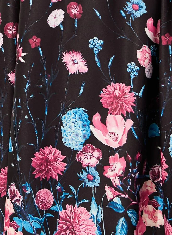 Styli Floral Ruffle Midi Dress