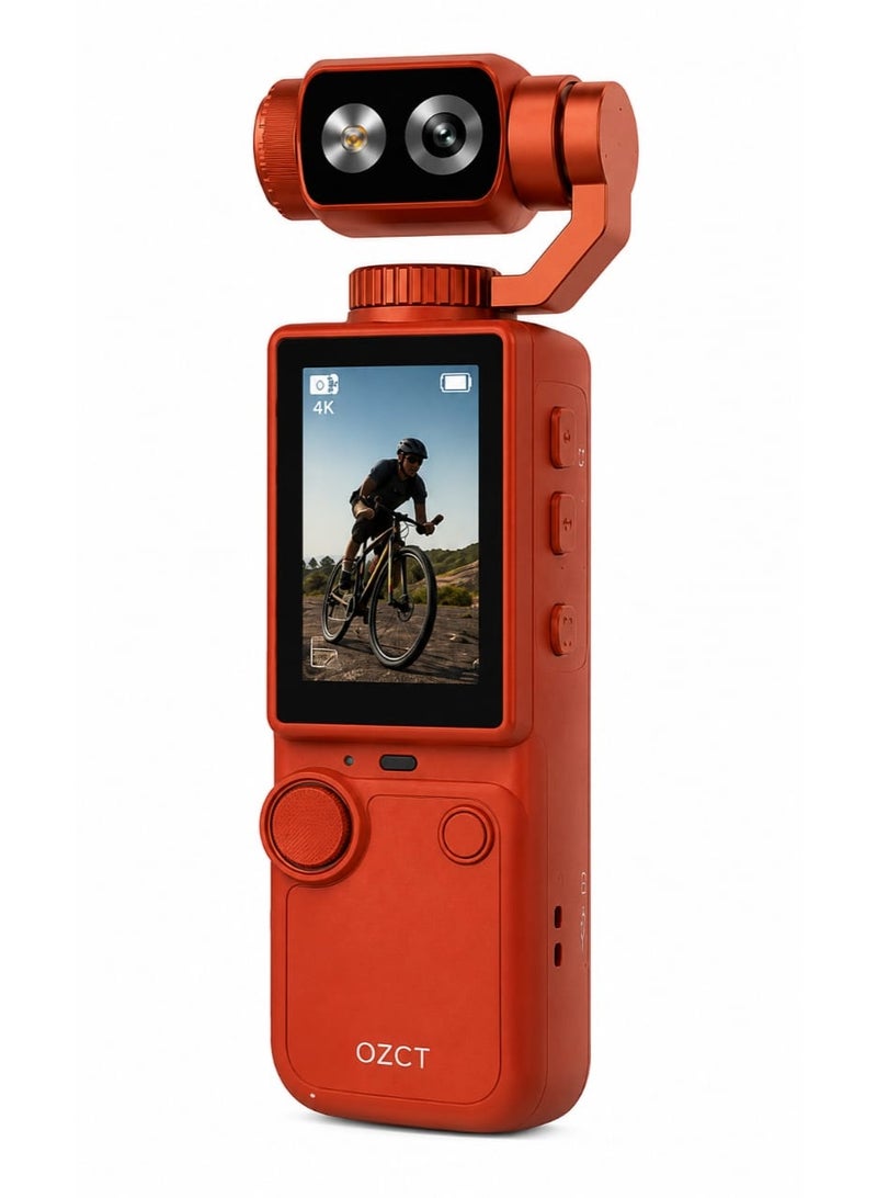 OZCT Q8 4K Ultra HD Gimbal Camera | 180° Rotatable Lens | 2.0" IPS Screen | 3000mAh Battery | AI Face Tracking - Image 1