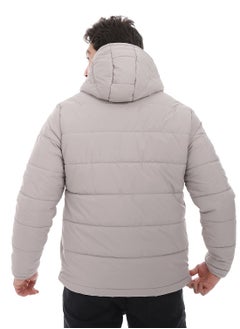 Andora Plain Zipped Hooded Jacket _ Light Beige  - Image 3