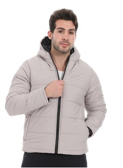 Plain Zipped Hooded Jacket _ Light Beige