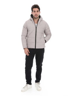 Andora Plain Zipped Hooded Jacket _ Light Beige  - Image 5