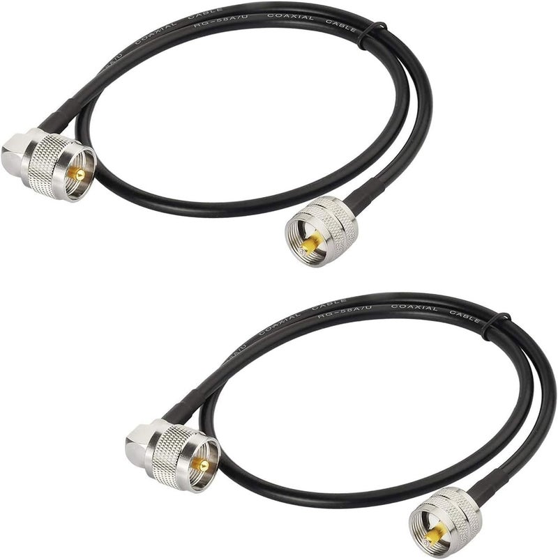 Superbat PL-259 Jumper Cable UHF (Pl259) Male to Male Low Loss Digital RG58 Coax Cable (2 Foot RG58) for HAM & CB Radio,Antenna Analyzer,Dummy Load,SWR Meter 2-Pack - Image 1