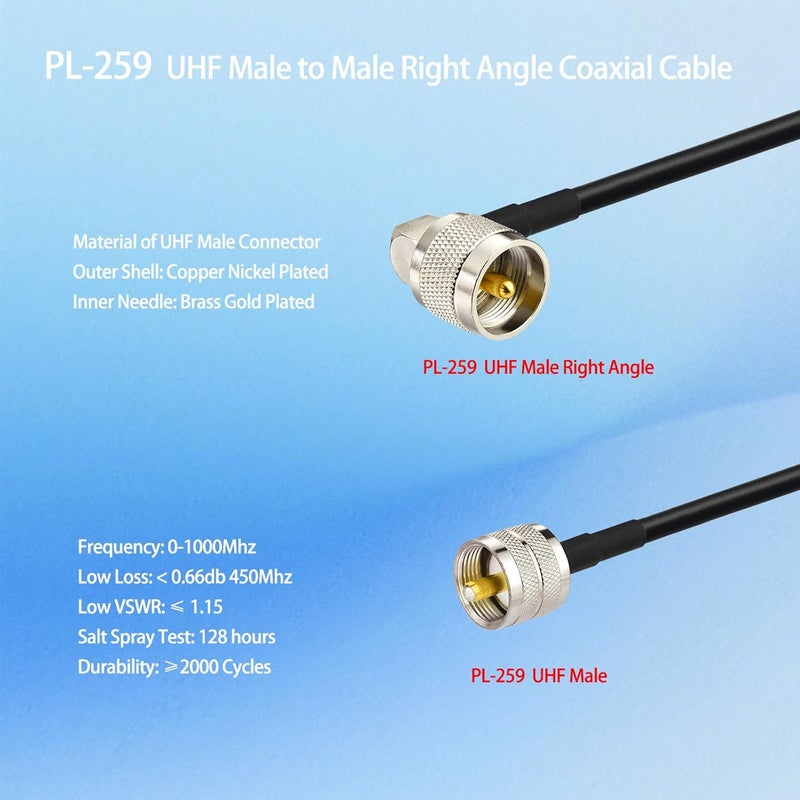 Superbat PL-259 Jumper Cable UHF (Pl259) Male to Male Low Loss Digital RG58 Coax Cable (2 Foot RG58) for HAM & CB Radio,Antenna Analyzer,Dummy Load,SWR Meter 2-Pack - Image 2