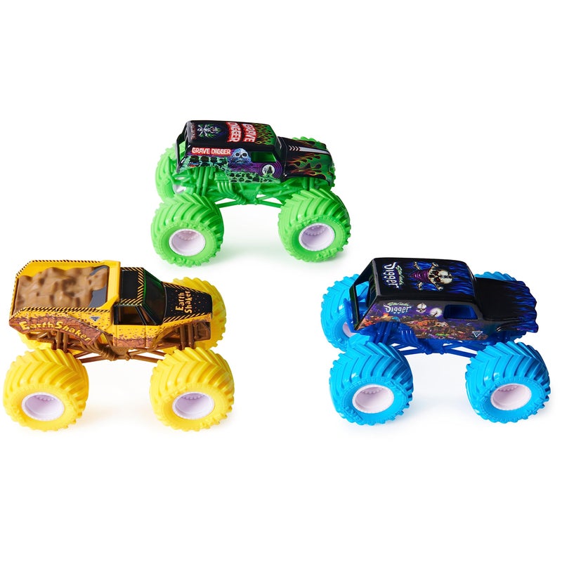 Monster Jam, Charged Crushers 3-Pack (Grave Digger, Son-Uva Digger and Earth Shaker), 1:64 Scale - Image 3