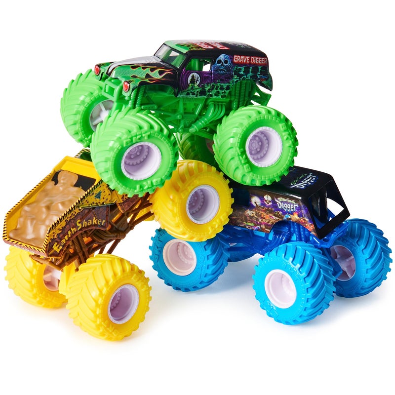 Monster Jam, Charged Crushers 3-Pack (Grave Digger, Son-Uva Digger and Earth Shaker), 1:64 Scale - Image 2