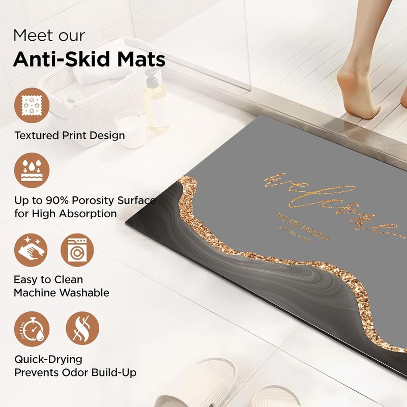 UMAI Polyester Rubber Bathroom Mat (38 * 58cm) Bath Mat | Anti Skid Mat for Bathroom Floor | Bathroom Accessories | Bathroom Mats Water Soak | Non Slip Mat for Bathroom | Floor Mat (Multicolour) - Image 4