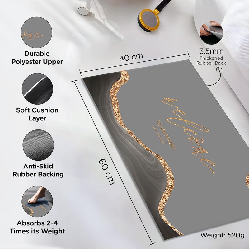 UMAI Polyester Rubber Bathroom Mat (38 * 58cm) Bath Mat | Anti Skid Mat for Bathroom Floor | Bathroom Accessories | Bathroom Mats Water Soak | Non Slip Mat for Bathroom | Floor Mat (Multicolour) - Image 2