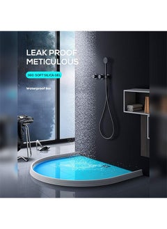 Hihonor 1M Flexible Shower Threshold Water Dam Collapsible Wet Floor Barrier Strip Self Adhesive and Bendable Waterproof Strip for Bathtub Bathroom Kitchen White  - Image 3