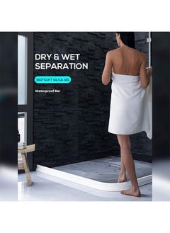 Hihonor 1M Flexible Shower Threshold Water Dam Collapsible Wet Floor Barrier Strip Self Adhesive and Bendable Waterproof Strip for Bathtub Bathroom Kitchen White  - Image 2