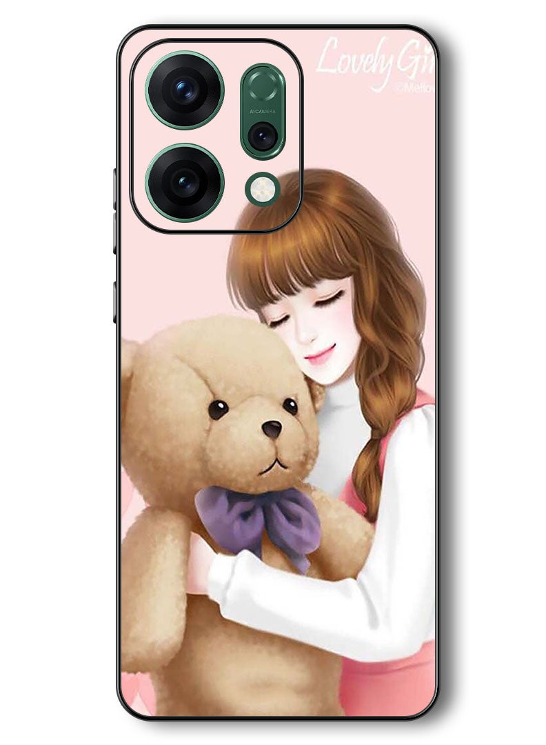 Theodor Case Compatible with Oppo Reno 14 6.59 Inch Protection Shockproof Bumper Cover Lovely Girl Witih Teddy - Image 1