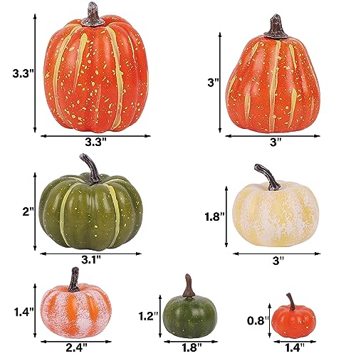 winemana 46 Pcs Assorted Size Artificial Pumpkins Fall Decorations, Mixed-Color Foam Pumpkin Autumn Decor, Decorative Faux Pumpkin for Thanksgiving Table Centerpiece Mantle Bowl Wedding Party - Image 3