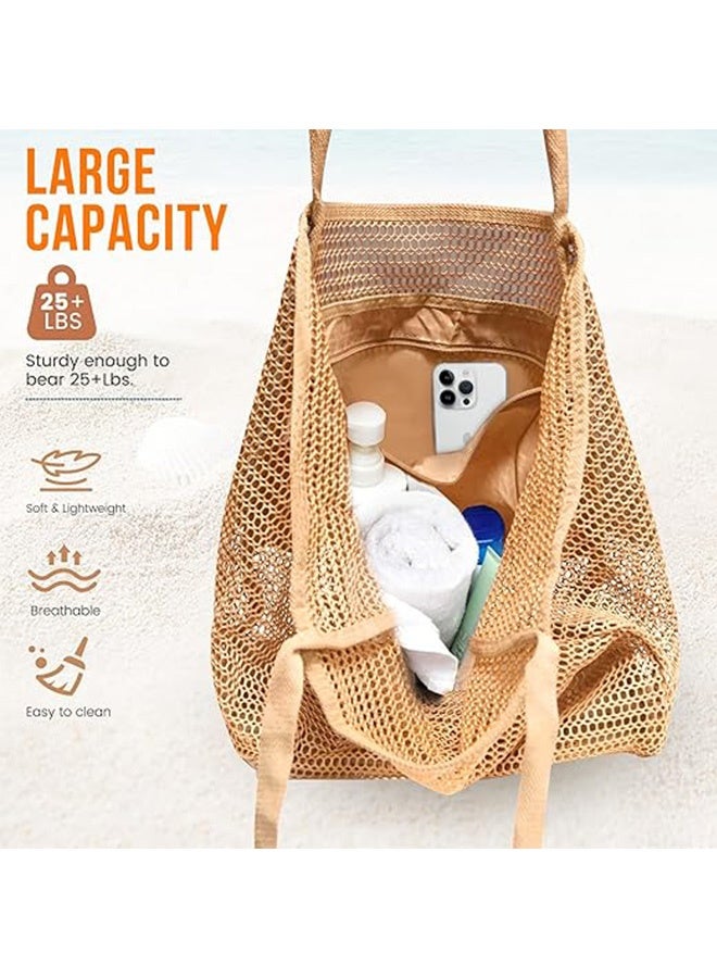Quantum Beach Bag, Summer Travel Mesh Tote Bag with Large Inner Pocket, Sandproof Woven Shoulder Handbag For Beach Picnic Vacation - Image 4