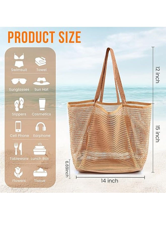 Quantum Beach Bag, Summer Travel Mesh Tote Bag with Large Inner Pocket, Sandproof Woven Shoulder Handbag For Beach Picnic Vacation - Image 2