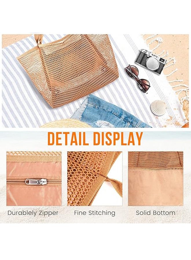 Quantum Beach Bag, Summer Travel Mesh Tote Bag with Large Inner Pocket, Sandproof Woven Shoulder Handbag For Beach Picnic Vacation - Image 3
