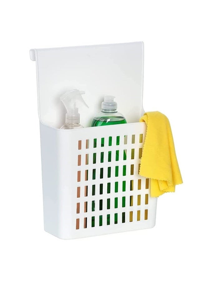 White Plastic Hanging Organizer Basket 22x32cm – Space-Saving Kitchen & Bathroom Storage Bin | Over Cabinet Door Organizer, Under Sink Trash Bin, Wall Mounted Garbage Basket for Home & Office - Image 5