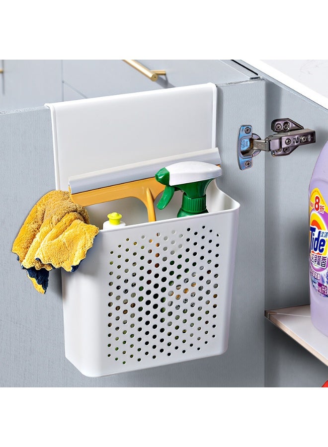 White Plastic Hanging Organizer Basket 22x32cm – Space-Saving Kitchen & Bathroom Storage Bin | Over Cabinet Door Organizer, Under Sink Trash Bin, Wall Mounted Garbage Basket for Home & Office - Image 4