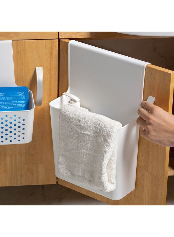 White Plastic Hanging Organizer Basket 22x32cm – Space-Saving Kitchen & Bathroom Storage Bin | Over Cabinet Door Organizer, Under Sink Trash Bin, Wall Mounted Garbage Basket for Home & Office - Image 3