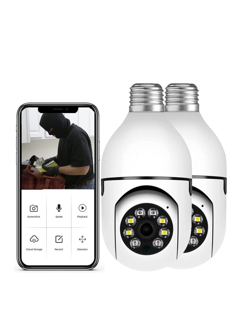 ELTRAZONE - AUTOSUR 2Pcs Light Bulb Security Camera 2.4GHz & 5G WiFi Outdoor, 1080P E27 Light Socket Security Camera, Indoor 360° Home Security Cameras, Full Color Day and Night, Smart Motion Detection - Image 1