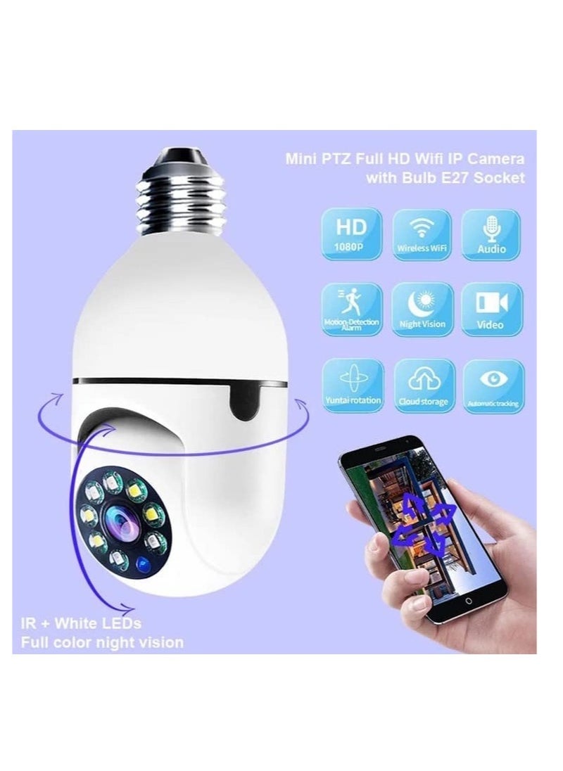 ELTRAZONE - AUTOSUR 2Pcs Light Bulb Security Camera 2.4GHz & 5G WiFi Outdoor, 1080P E27 Light Socket Security Camera, Indoor 360° Home Security Cameras, Full Color Day and Night, Smart Motion Detection - Image 1