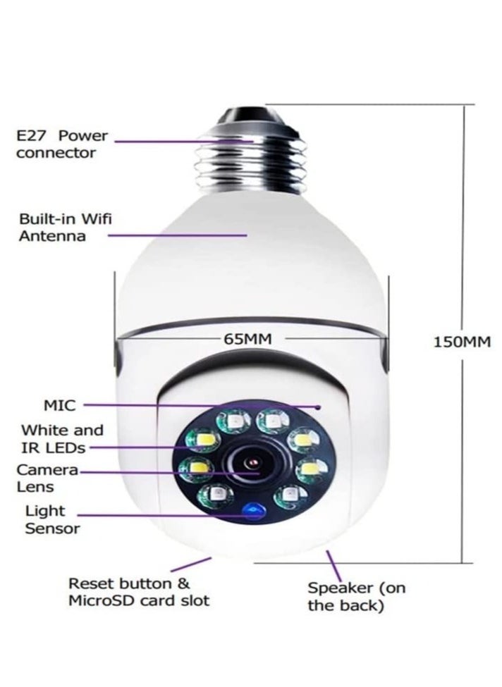 ELTRAZONE - AUTOSUR 2Pcs Light Bulb Security Camera 2.4GHz & 5G WiFi Outdoor, 1080P E27 Light Socket Security Camera, Indoor 360° Home Security Cameras, Full Color Day and Night, Smart Motion Detection - Image 1