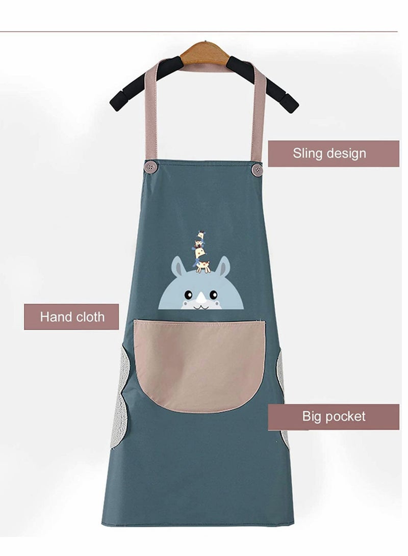 KASTWAVE Cute Ladies Aprons, Cute Deer Aprons With Pockets and Hand Towels, Waterproof and Oil-proof Kitchen Aprons, Applicable for Home Kitchen, BBQ, Cofe, Hotel, Floral Shop (Set of 2 PCS) - Image 3
