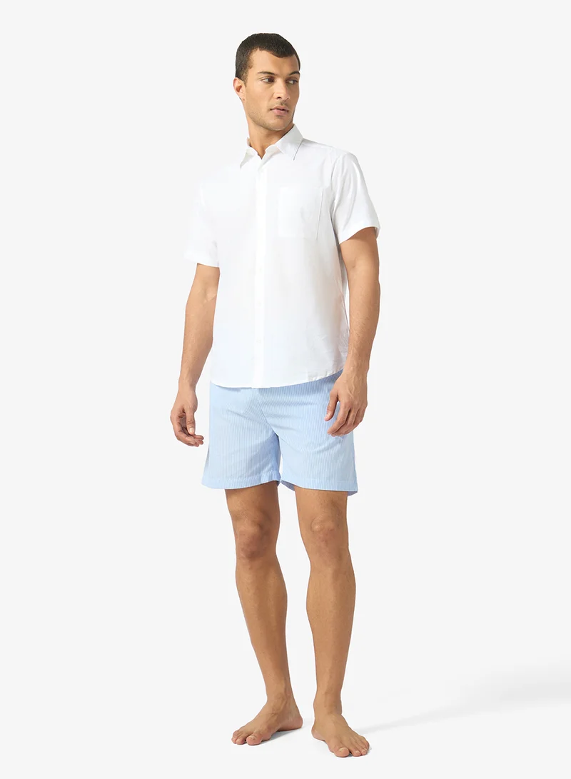 سفنتي فايف Half Sleeve Shirt With Stripe Shorts Pyjama Set