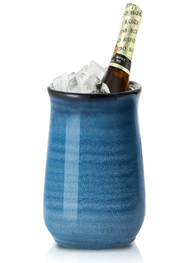 HASENSE Extra Large Utensil Holder Crock for Kitchen Counter - 7.1” x 5.9” Vintage Farmhouse Blue Ceramic Caddy Utensil Organizer and Rustic Table Decor for Spatulas, Spoons, and Other Cooking Tools - Image 3