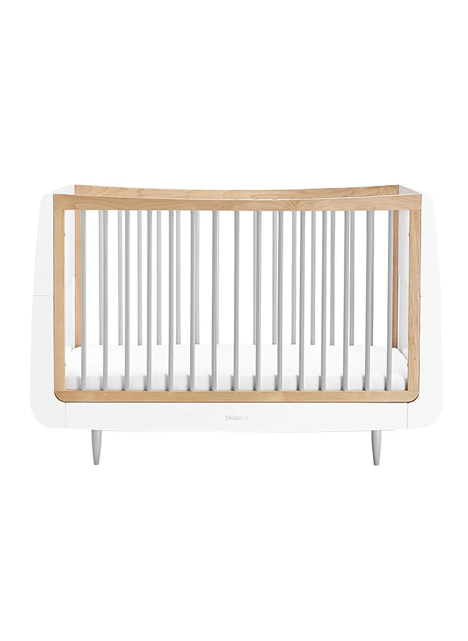 سنوز Kot Skandi Cot Bed For Infant And Baby/Kids/Toddler, Easily Convert To Toddler Bed, Made of Sustainably Sourced Wood, Suitable From 0 To 10 Years, W72 X L133Cm X H89Cm Grey