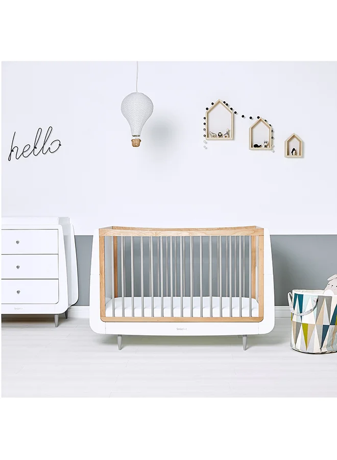 Snuz Kot Skandi Cot Bed For Infant And Baby/Kids/Toddler, Easily Convert To Toddler Bed, Made of Sustainably Sourced Wood, Suitable From 0 To 10 Years, W72 X L133Cm X H89Cm Grey