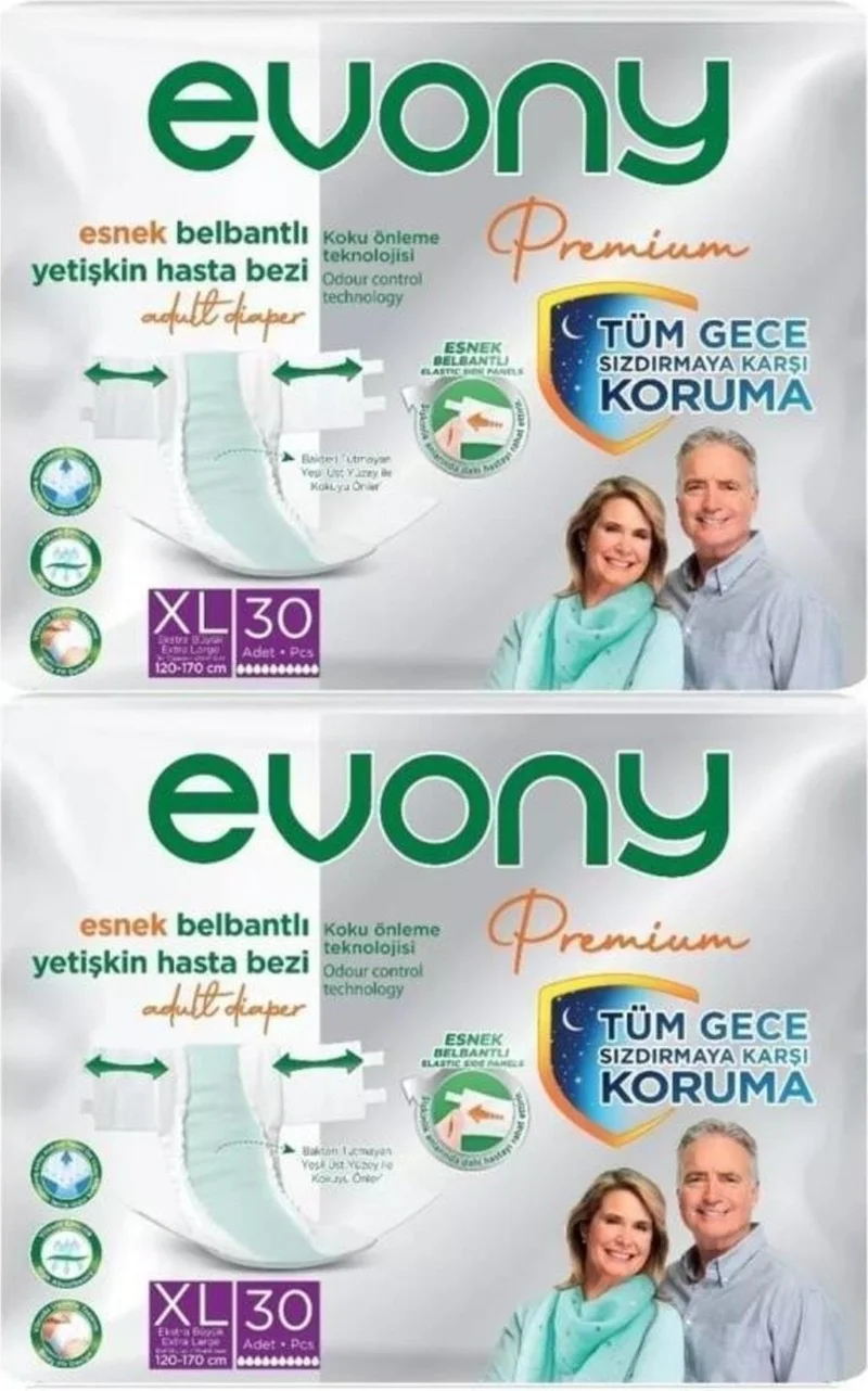 إيفوني Premium Waistband Extra Large Xl Patient Diapers 60 Pieces