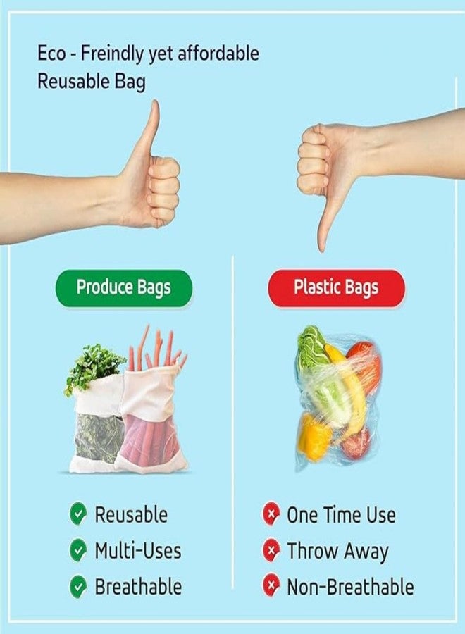 WANDF Cotton Vegetable Bags Fridge Storage Bag Sabji Fruits Pouch Refrigerator Produce bags Clothe Muslin Reusable Washable with Drawstrings (10 x 15) inch (Pack of 8) - Image 3