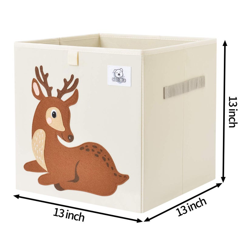 CLCROBD Foldable Animal Cube Storage Bins Fabric Toy Box/Chest/Organizer for Toddler/Kids Nursery, Playroom, 13 inch (Deer) - Image 2
